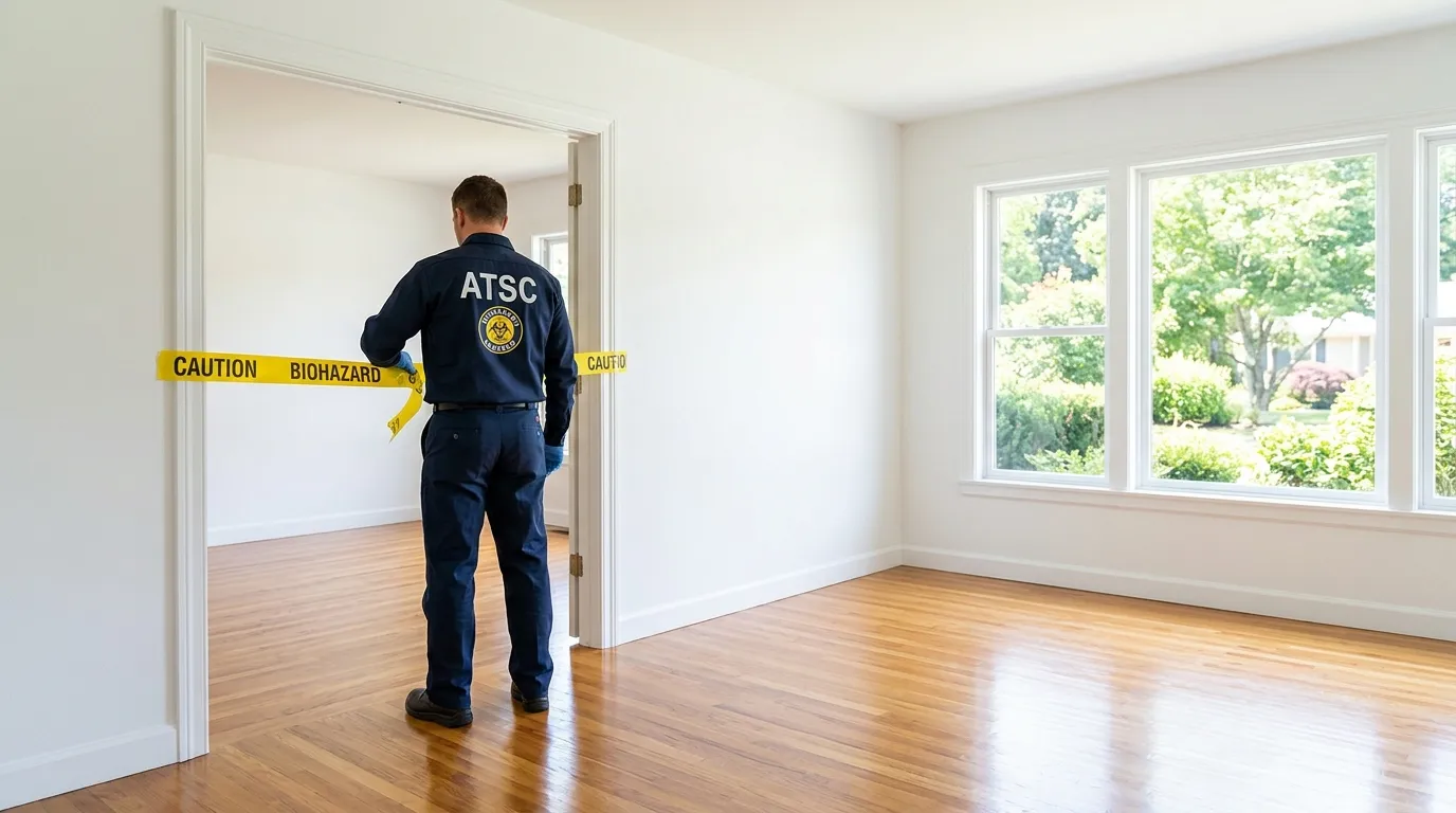 Certified biohazard cleanup crew performing Decomposition Cleanup in Tarrant